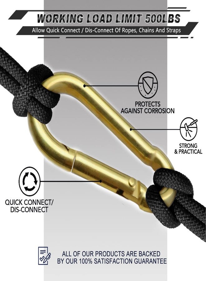AUTMATCH Carabiner Clips, 3" Carbon Steel Spring Snap Hook Caribeener Clips Buckle Pack Grade Heavy Duty Carabiners Quick Link for Camping, Fishing, Hiking, Traveling, Gold, 4 Pack - Image 5